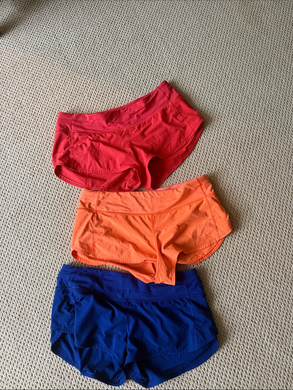 lululemon athletica 3-Pack Athletic Shorts in Red, Orange, Blue
